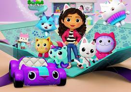 Cartoon Gabby Dollhouse Children Birthday Party Supplies Decoration Background Girl Baby Shower Pink Toy Photo Shoot Banner Prop 47.2x31.5inch/120*80cm blue