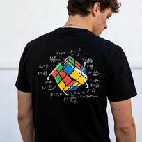 Funny Rubik's Cube Physics Math Formula Graphic T-Shirt Men Back Print Cotton Short Sleeve Science Nerd Puzzle Lover Casual Tee XS black