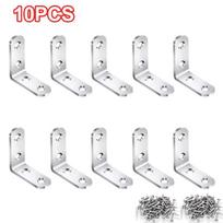 40/10Pcs L-Shaped Bracket Stainless Steel Corner Brace Set, Heavy-Duty Corner Braces, Metal Shelf Brackets for Corner Cabinets