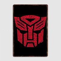 Autobots Optimus Prime LOGO Classic Metal Poster Sign Sports Hall Garage Club Mural Vintage Bar Wall Room Decoration Home Decor 7.9x11.8In(20x30cm) red