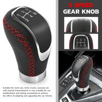 Universal 5 Speed Gear Shift Knob Shifter Lever Handle Stick PU Leather Auto Accessories For All Manual gray