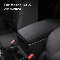 Leather Car Center Console Box Armrest Cover Protector For Mazda CX-5 2018-2024 gray