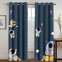 Livingroom SpaceBedchamberDecoration for 3D Kid Cartoon Style Astronauts in Space Star the Universe Children ' s 2 Panels Shade Window Drapery ideal 100W130H(CM)40x51in&Grommet Top šviesiai žalios spalvos