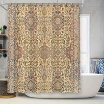 Elegantiška vintažinė gėlių dušo užuolaida, atspari vandeniui, vonios kambario dekoras, sodybos rustic rašto audinio užuolaida voniai W90H165(CM)-1 Pcs white