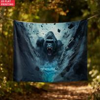 King Kong Giant Ape Monster Wall Tapestry Movie Inspired Art Print Bedroom Decor Sci Fi Fantasy Home Decoration 2d Flat Printing 74x94cm(29x37in) gray
