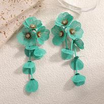 Hollow flower fringed earrings dopamine premium spray paint earrings girly atmosphere stud earrings ear jewelry violetinė