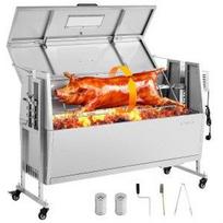 VEVOR rotiserijos kepsninė, 38W lauko kepsninė su paršelio ir avies iešmu, anglies iešmo kepsninė, 60 kg talpos, su ratukais ir 4 lygių aukščiu 144 x 48 x 94.5 cm