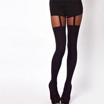 Female Girl Sexy Mock Pantyhose Pantyhose Stockings juoda