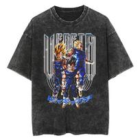 Dragon Ball Z Vegeta Multi-Form Vintage Washed Oversized T-Shirt | Unisex Streetwear Top XXXL juoda