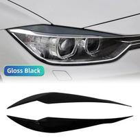 Car Headlight Eyelids Lids Eyebrows Cover Trim Stickers For BMW 3 Series F30 F31 318i 320i 2012-2018 ABS New Glossy Carbon Black gray
