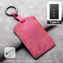 NFC Card Car Key Case Cover Holder Leather Keychain Protector Soft Shell for Tesla Model 3 Model Y Interior Key Holder Cover Bag pink