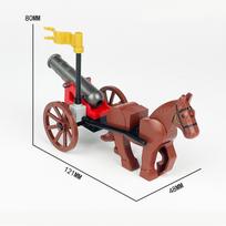 DIY Medieval  Soldier Wagon Building Blocks Creative Farm Cart Transport Vehicle Model Castle-Themed Brick Toy black
