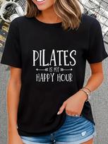 Pilates Is My Happy Hour Graphic T-shirt XXXL brown
