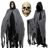 Halloween Grim Reaper Cape, Skeleton Headgear, Haunted House Escape Room Costume, Grim Reaper Outfit, Skeleton Costume Set Adult Average Size black