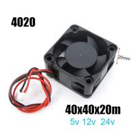 2PIN nuolatinės srovės 40mm aušinimo 3D spausdintuvo ventiliatorius 40x40x20mm aušintuvas 24V 12V 5V 4020 4cm kompiuterio korpuso alyva aušinimo ventiliatorius radiatoriaus ventiliatorius 4020 12V black