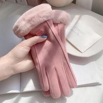 Fleece pamušalinės pirštinės Pirštinės Ruduo Žiema Mielos pliušinės šiltos pirštinės Pirštinės su pirštais Moteriškos Lauko sporto pirštinės as the picture gray