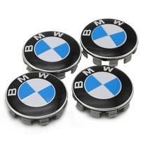 Ratlankių gaubteliai - BMW - 4 vnt. 68 mm - Mėlynas ir baltas logotipas - Aliuminis - Aukštos kokybės ABS