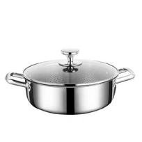 Food Grade 410 Stainless Steel Frying Pan Honeycomb Nonstick Design Double Ears Induction Gas Cooker Safe Kitchenware 28cm gray