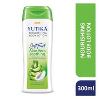 Yutika Aloe Vera Body Lotion for Women 300ml x Pack of 2 | Non-Greasy Nourishing Winter Moisturizer for Face & Body beige