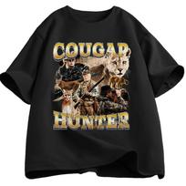 Cougar Hunter Graphic Print T-shirt L beige