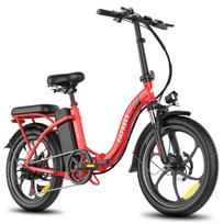 F20+ Folding Electric Bike 20  Fat Tire Ebike 36V 20Ah Battery 250W Motor 90km Range Shimano 7 Speed for Adults Commute Snow raudona