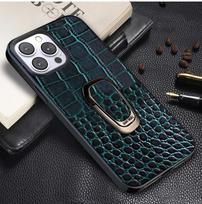 Genuine Cowhide Leather Bracket Phone Case for iPhone 16 15 14 13 12 11 Pro Max XR XS Max SE 2025 7 8 Plus Back Cover with Ring for iPhone 15 mėlyna