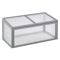 Cold Frame Wood and Polycarbonate Greenhouse 90 x 46 x 40 cm Greenhouse with Cover Weatherproof Cold Frame Box for Garden Plant Bed Grey 90 x 46 x 40 cm pilka