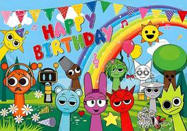 Kids Birthday Baby Shower Backdrop Hot Game Incredibox Sprunki Cartoon Pattern Portrait Photography Indoor Wall Decor Supplies 82.7x59inch/210*150cm