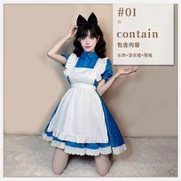 Princess Alice on the Run Blue Dress Maid Dress Maid Show Halloween Costume Pastoral Lolita XL gray