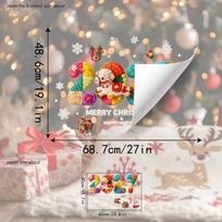 2027 Christmas Window Cling 40x60cm PVC Static Decal with Santa, Reindeer, Snowflakes and Festive Greetings for Glass white