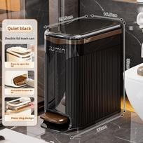 Luxury Narrow Space Trash Can Foot Press Household Plastic Waste Bin for Bathroom Living Room black