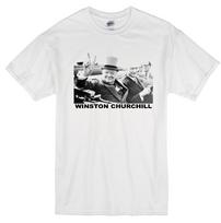 WINSTON CHURCHILL BRITISH PRIME MINISTER V FOR VICTORY ENGLAND WHITE T-shirt S gray