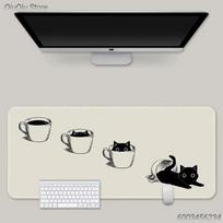 Cute Lazy Cat Mouse Pad Large Size Not Today Cat Desk Mat Nonslip Office Gaming Mousepad 800x300x2mm black