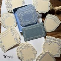 30pcs Vintage Boxed Sticky Notes Paper with Embossed Paper Thick Card Material Art Embossed Journaling Supplies Decorative Paper žalia