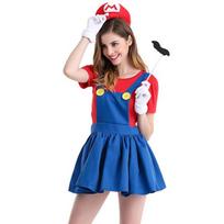 Aukštos kokybės moteriškas Super Mario Bros Luigi kostiumas su madingu dizainu 2XL blue