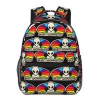 Alien Workshop Skateboard Logo 3 Backpack Student Boys Girls BookBag Children School Bag Laptop Shoulder Bags for Men Women One Size beige