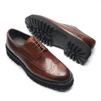 Minkštas storas padas Vyriški Derby suvarstomi batai Natūrali oda Brogue su sparneliais Oxfords stiliaus Laisvalaikio verslo pakylėjantys batai Modernus vyras 43 ruda