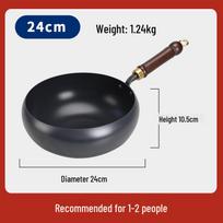Ancient Method Handcrafted Non-Stick Flat Bottom Iron Wok - Deepened, Pre-Seasoned, and No Coating black