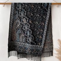 Storas šilko pashmina skara skara apklotas paislio rašto žiedų kraštai sluoksniai dvipusis klasikiniai kutai moterims 65*200cm brown