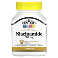 21st Century, ilgalaikio atpalaidavimo niacinamidas, 500 mg, 110 tablečių