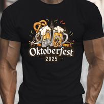 Vyriški Oktoberfest grafiniai marškinėliai su alaus bokalo dizainu, apvalia apykakle, trumpomis rankovėmis, laisvalaikio vasaros viršus drabužiams L gray