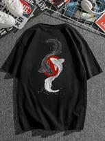 Black oversized T-shirt with print 4XL gray