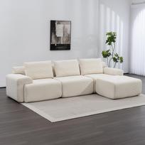 L-shaped corner sofa with memory foam, no assembly required, convertible sofa bed, compression sofa, corduroy fabric, for apartments and bedrooms balta