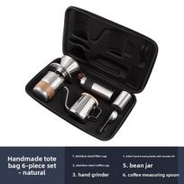 Hand-poured Coffee Pot Set - Portable Coffee Machine - Outdoor Camping Coffee Equipment Set - Complete Set Six-piece set black
