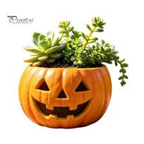 Decorative Vessel for Ornamental Grasses Halloween Pumpkin Planter, Resin Jack-O-Lantern Flower Pot, Weather Resistant Plant Pot Garden Succulents pumpkin black