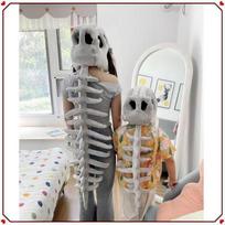 Children's Dinosaur Skeleton Cosplay Plush Toy Mask & Costume Compressed 90cm [35*45*5] gray