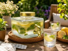 MPLCo stiklinis indas su kraneliu Golden Garden, 3 l, auksinis/skaidrus