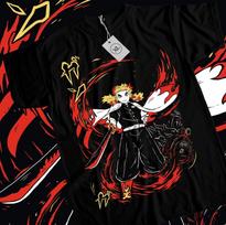 Demon Slayer T-Shirt Kamado Nezuko Tanjiro Kimetsu No Yaiba Black Shirt All Size M red