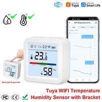 Naujausias išmanusis WIFI temperatūros ir drėgmės jutiklis, higrometras, termometras, valdomas per „Smart Life“ programėlę, palaiko Alexa asistentą WiFi TH01 Black gray