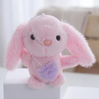 Mielas mini pliušinis zuikio lėlės raktų pakabukas Žavingas minkštas žaislas Vaikams Dovana Kolekcija Pink gray